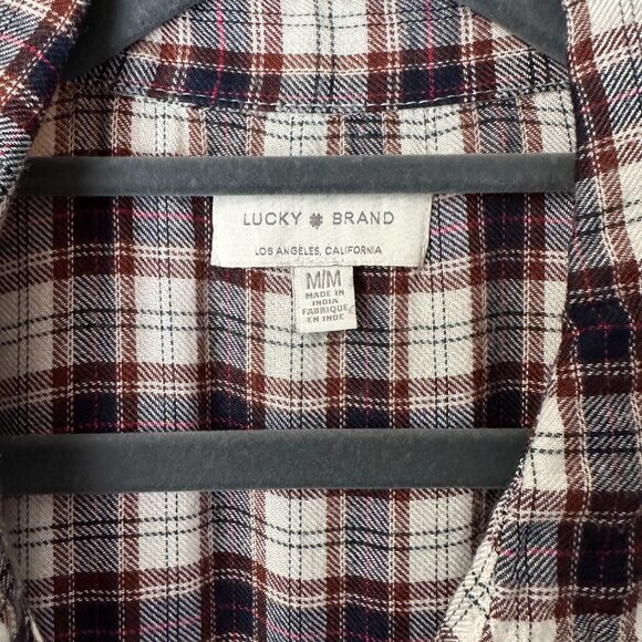Lucky Brand Flowy Plaid/Flannel Button Down Shirt Top - Medium - Picture 5 of 7